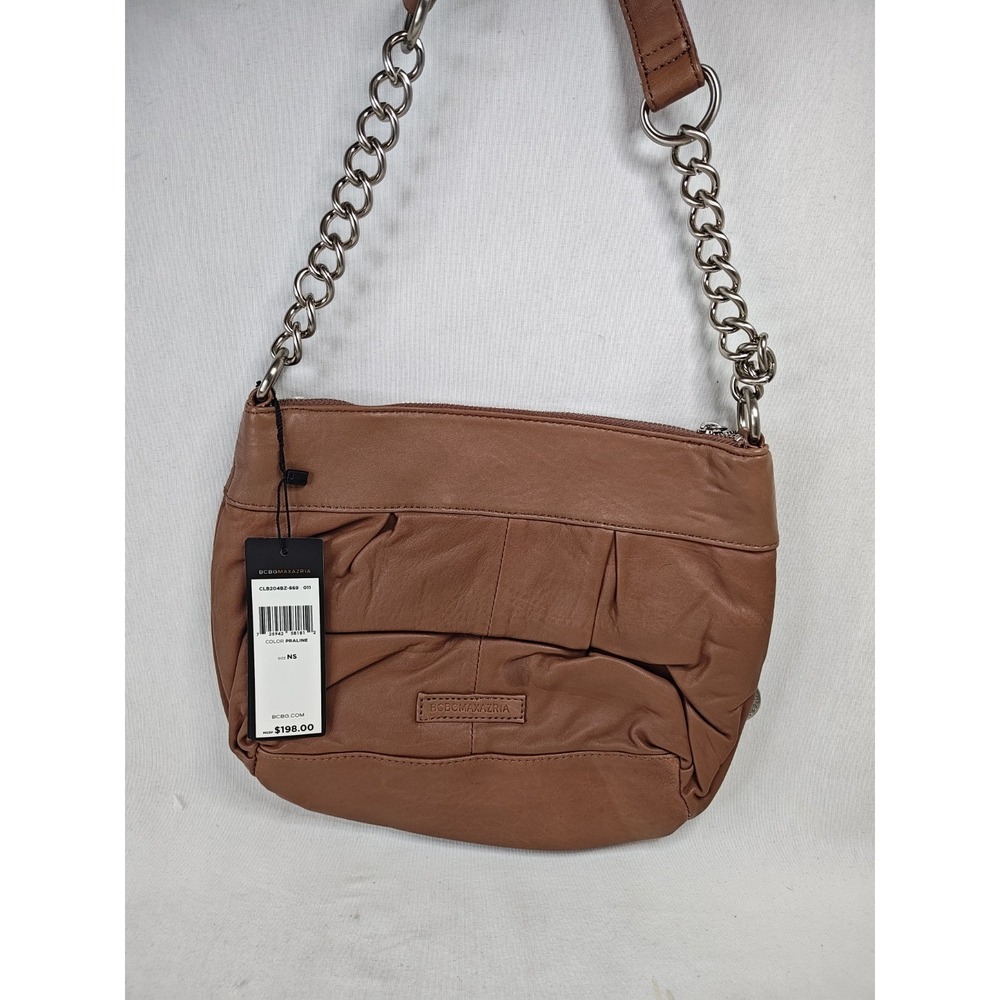 BCBGMAXAZRIA Praline Leather Shoulder Bag Chain‎ Strap Handbag NWT CLB204BZ NS